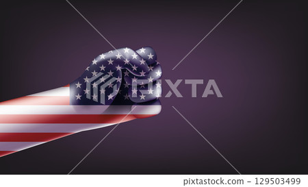 Fist with usa flag. 3d vector illustration Fist with usa flag. 3d vector illustration 129503499