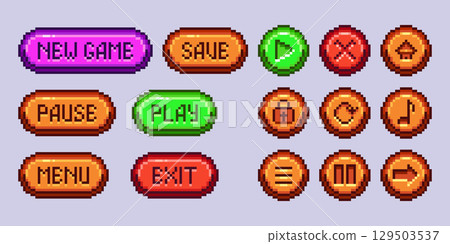 Pixel game button collection 129503537