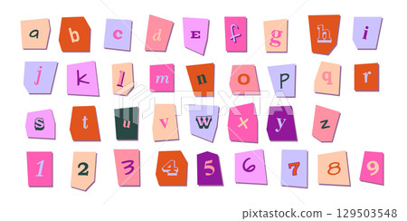 Playful clipping letters - y2k style alphabet 129503548