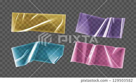 Colorful transparent glossy tape strips 129503582
