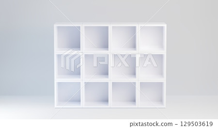 White cabinet with empty compartments 129503619
