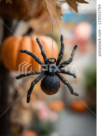 closeup of spider on Halloween decoration 129503764