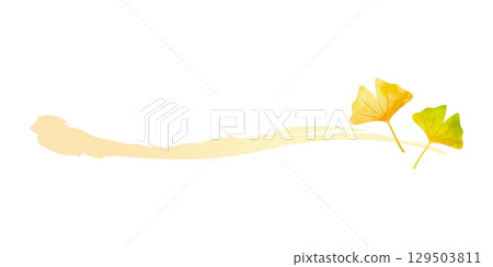 Watercolor style autumn ginkgo brush line (vector) 129503811
