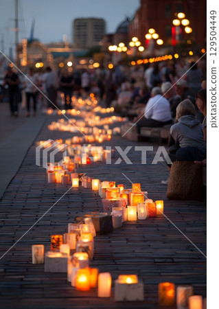 Candlelight vigil with peaceful ambiance, symbolic for global peace Candlelight vigil with peaceful ambiance, symbolic for global peace 129504449