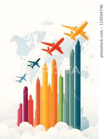 Infographic showing growth of international travel trends 129504746