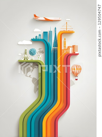 Infographic showing growth of international travel trends 129504747