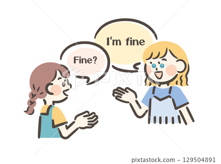 Two girls having an English conversation Two girls having an English conversation 129504891