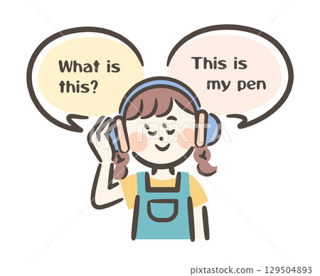 一個正在學習英語聽力的女孩 129504893