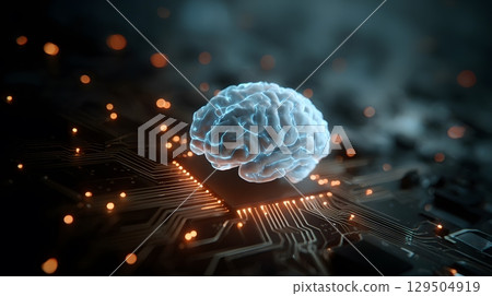 smart brain with interconnected circuits, innovation and AI power 129504919