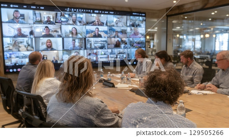 virtual team workshop with digital whiteboard collaboration tools 129505266