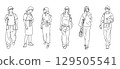 各種女性線條畫插圖集 129505541