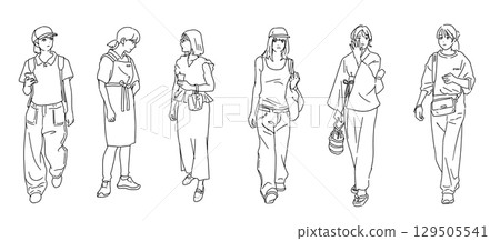 各種女性線條畫插圖集 各種女性線條畫插圖集 129505541