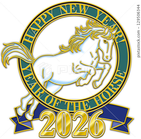 Year of the Horse Illustration_Horse Illustration_New Year's Card Illustration_White Horse_2026 129506344