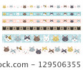 Pop cat masking tape style decorative border 129506355