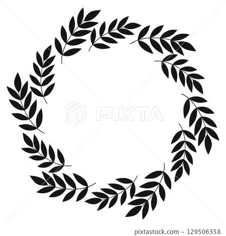 Simple empty black foliage round wreath 129506358