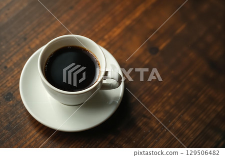 Glass mug coffee on dark background, drink for restaurant menu. AI Generative 129506482