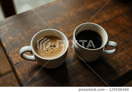 Glass mug coffee on dark background, drink for restaurant menu. AI Generative Glass mug coffee on dark background, drink for restaurant menu. AI Generative 129506490