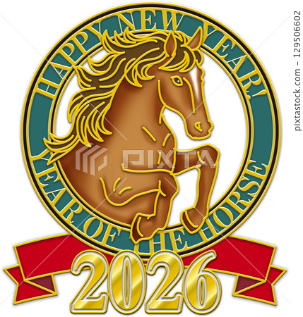 Horse illustration_Year of the Horse_Year of the Horse_New Year's card_Year of the Horse illustration_Brown horse_2026 129506602