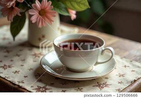 Glass mug tea on light background, drink for restaurant menu. AI Generative Glass mug tea on light background, drink for restaurant menu. AI Generative 129506666