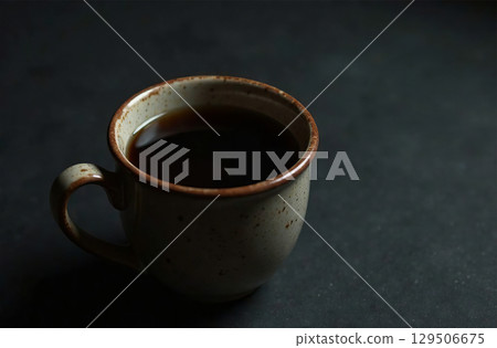 Glass mug tea on dark background, drink for restaurant menu. AI Generative 129506675