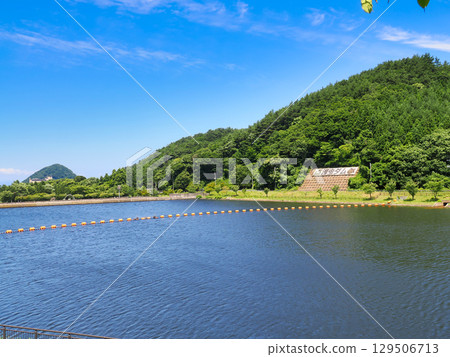 Summer blue sky and Asamushi Dam scenery Summer blue sky and Asamushi Dam scenery 129506713