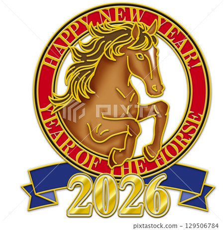 Horse illustration_Year of the Horse_Year of the Horse_New Year's card_Year of the Horse illustration_Brown horse_2026 129506784