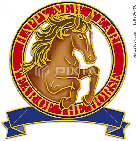 Horse illustration_Year of the Horse_Year of the Horse_Year of the Horse New Year's card_Year of the Horse illustration_Brown horse Horse illustration_Year of the Horse_Year of the Horse_Year of the Horse New Year's card_Year of the Horse illustration_Brown horse 129506786