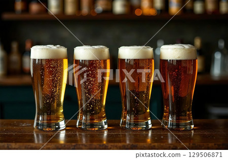 Glass mug of beer on dark background. Drink photo bar restaurant. AI Generative 129506871