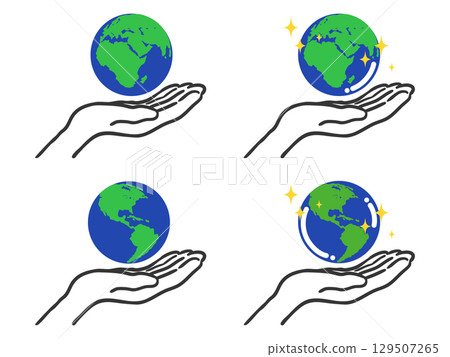 一手拿著地球儀（美洲和非洲）的插圖向量 129507265