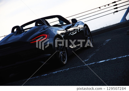 Glossy black open car Glossy black open car 129507284