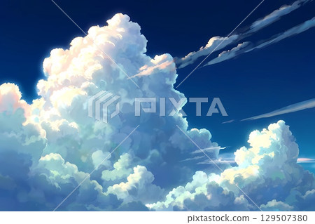 遊戲背景:美麗夢幻、具有流動感的積雨雲插畫桌布 遊戲背景:美麗夢幻、具有流動感的積雨雲插畫桌布 129507380