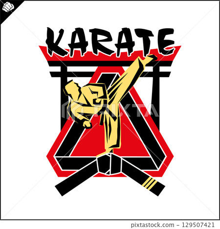 Karate high kick emblem martial art symbol design. Karate high kick emblem martial art symbol design. 129507421