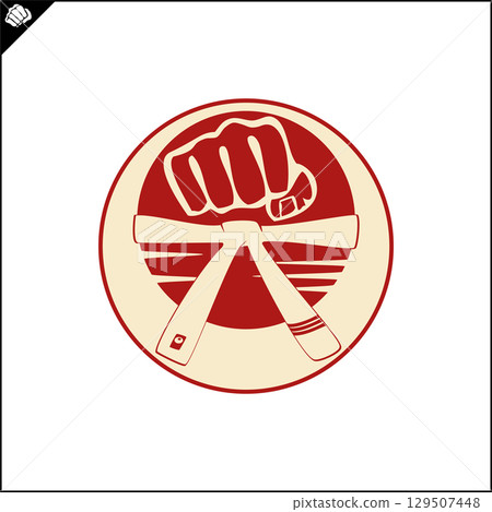 Karate high kick emblem martial art symbol design. Karate high kick emblem martial art symbol design. 129507448