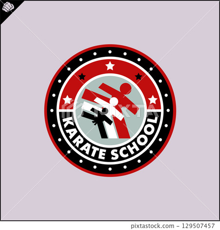 Karate high kick emblem martial art symbol design. Karate high kick emblem martial art symbol design. 129507457