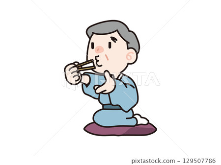 A Rakugo performer slurping soba noodles at Tokisoba A Rakugo performer slurping soba noodles at Tokisoba 129507786