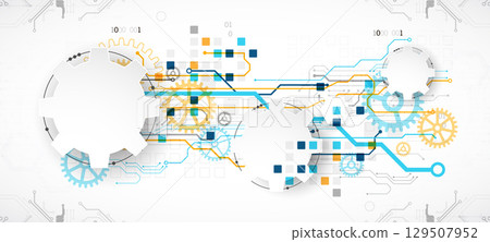 Abstract technology background. Cogwheels theme. Vector illustration 129507952