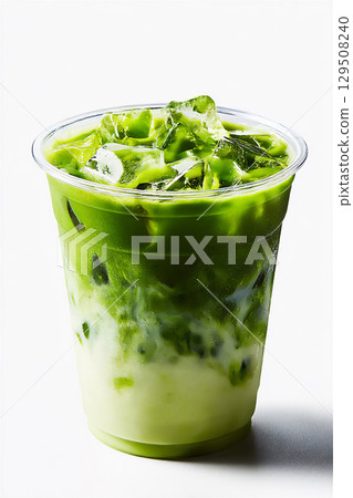Refreshing matcha iced drink 129508240