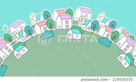 城市景觀插圖：雙重重疊版本 129508355