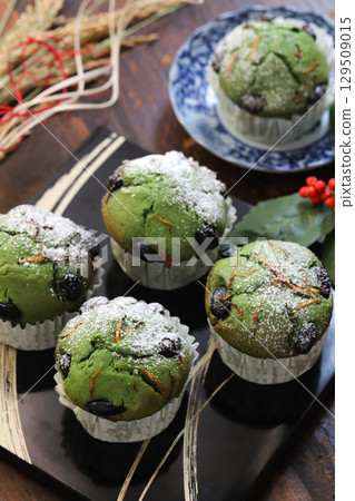 Homemade matcha muffins Homemade matcha muffins 129509015