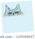 Blue cat face illustration 129509037