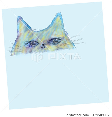 Blue cat face illustration 129509037