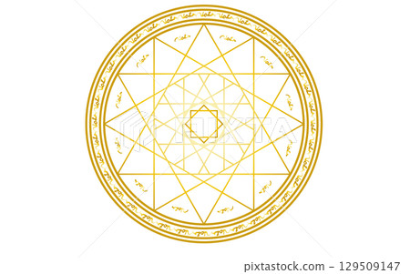 Magic circle, wizard image material. Gold gradation. Magic circle, wizard image material. Gold gradation. 129509147