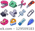 Office Stationery Pixel Pictograms Vol. 2 (12 items including scissors, cutters, and clips) 129509183