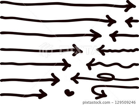 Simple handwritten handwritten brush strokes and arrows drawn with a marker Simple handwritten handwritten brush strokes and arrows drawn with a marker 129509246
