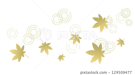 Golden ripples and autumn leaves frame illustration, Japanese style, ripples, auspicious pattern Golden ripples and autumn leaves frame illustration, Japanese style, ripples, auspicious pattern 129509477