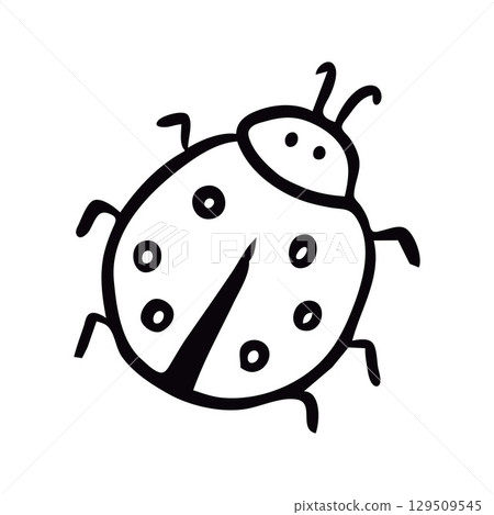 Cute Hand-Drawn Ladybug Illustration in Simple Black Line Art Style Cute Hand-Drawn Ladybug Illustration in Simple Black Line Art Style 129509545