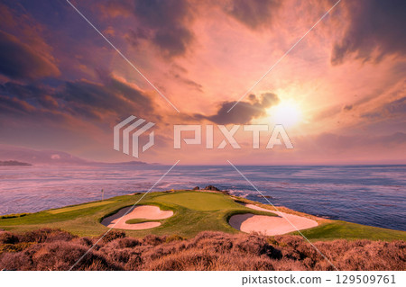 Pebble Beach golf course, Monterey, California, USA Pebble Beach golf course, Monterey, California, USA 129509761