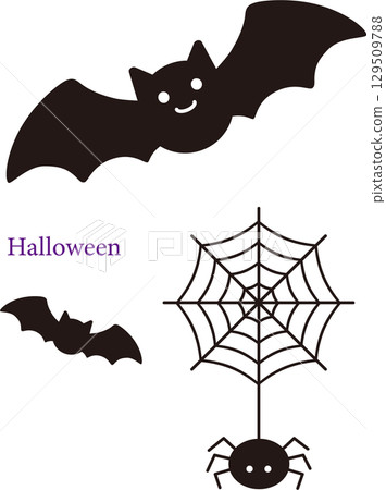Bat and spider web vector illustration 129509788
