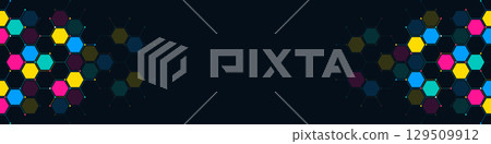 Abstract geometric background with a hexagon pattern. Hexagonal shape design elements for a banner or website header template Abstract geometric background with a hexagon pattern. Hexagonal shape design elements for a banner or website header template 129509912