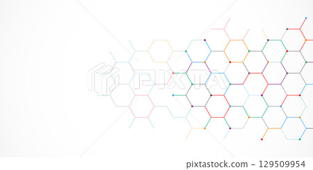 Abstract design element with geometric background of hexagons shape pattern 129509954